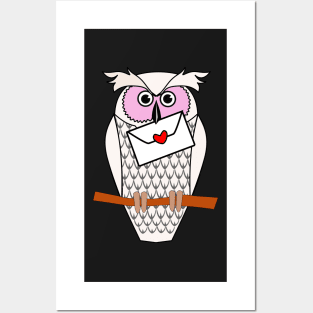 White Owl with Love Letters Posters and Art